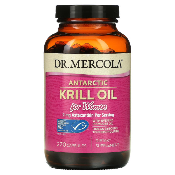 Масло криля антарктична, Krill Oil, Dr. Mercola, для жінок, 270 капсул