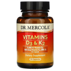 Вітамін D3 і К2, Vitamins D3 & K2, Dr. Mercola, 30 капсул