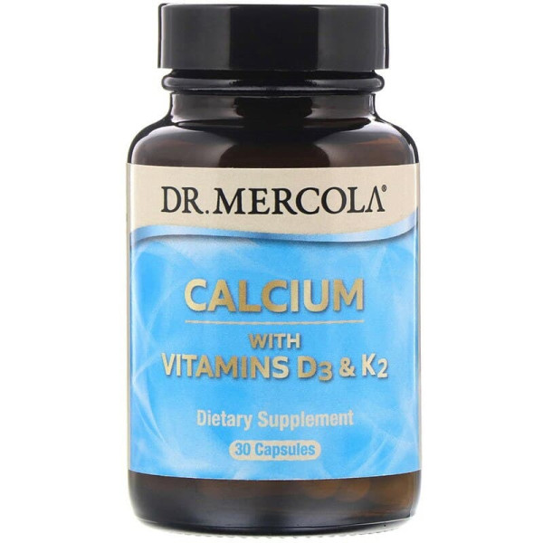 Кальцій з вітамінами D3 і К2, Calcium with Vitamins D3 & K2, Dr. Mercola, 30 капсул