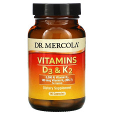 Вітаміни D3 і К2, Vitamins D3 & K2, Dr. Mercola, 5,000 МО, 90 капсул