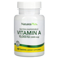 Вітамін А, Vitamin A, Nature's Plus, водорозчинний, 10000 МО (3000 мкг), 90 таблеток