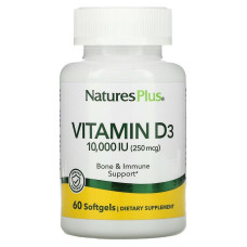 Вітамін D3, Vitamin D3, Nature's Plus, 10 000 МО (250 мкг), 60 капсул