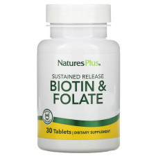 Фолієва кислота та біотин, Biotin & Folic Acid, Nature's Plus, пролонгованої дії, 30 таблеток