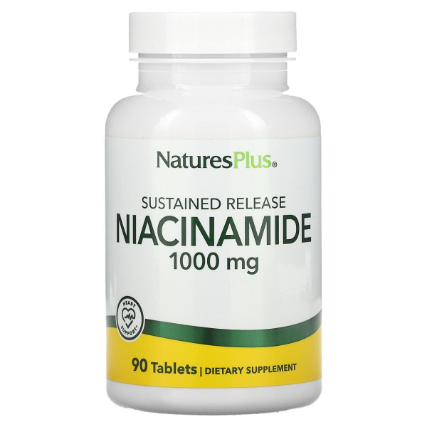 Ніацинамід, Niacinamide, Nature's Plus, 1000 мг, 90 капсул