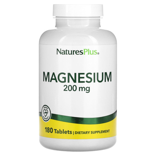 Магній, Magnesium, Nature's Plus, 200 мг, 180 таблеток