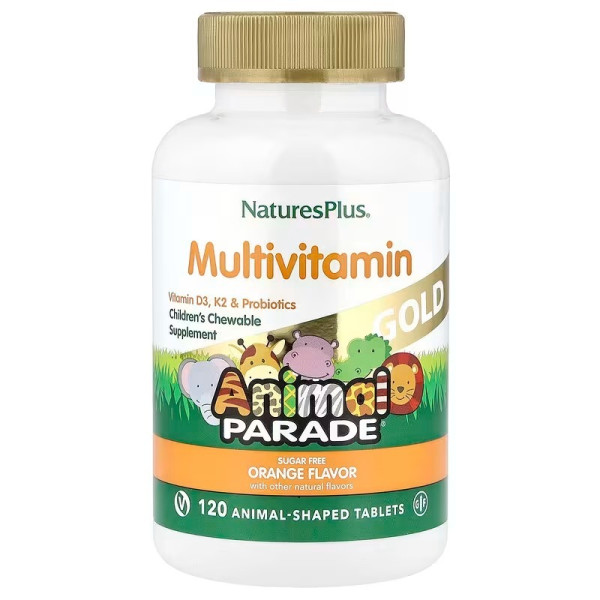 Вітаміни для дітей, Children's Chewable Multivitamin, Nature's Plus, Animal Parade, смак апельсину, 120 жувальних таблеток у формі тварин