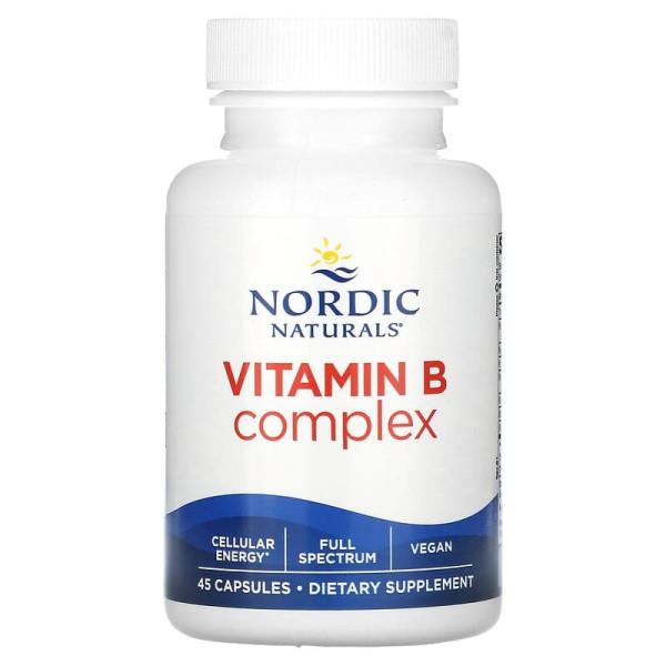 Комплекс вітамінів групи В, Vitamin B Complex, Nordic Naturals, 45 гелевих капсул