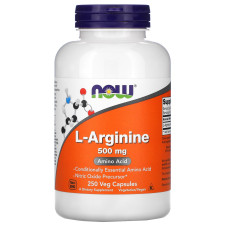 L-аргінін, L-Arginine, Now Foods, 500 мг, 250 вегетаріанських капсул