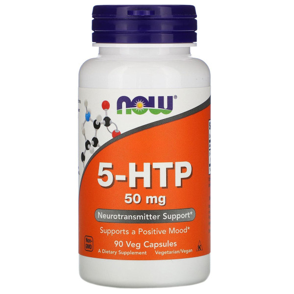 5-HTP, 5-гідрокситриптофан, 5-HTP, NOW Foods, 50 мг, 90 вегетаріанських капсул