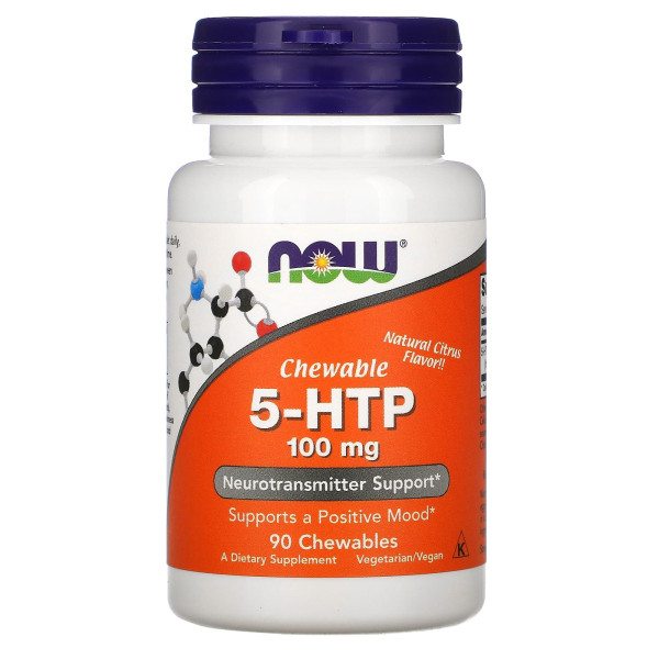 5-HTP (5-гідрокситриптофан), 5-HTP, Now Foods, цитрусовий смак, 100 мг, 90 жувальних таблеток