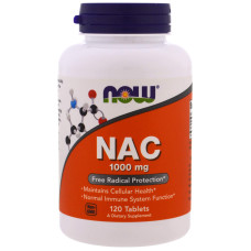 Ацетилцистеїн, NAC, Now Foods, 1000 мг, 120 таблеток