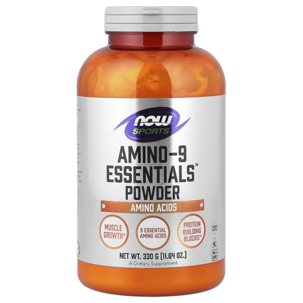 Амінокислоти в спорті, Amino-9 Essentials, Now Foods, Sports, порошок, 330 г
