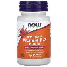 Вітамін D-3, Vitamin D-3, Now Foods, високоефективний, 50 мкг (2000 МО), 120 гелевих капсул