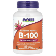 В комплекс, В-100, Sustained Release B-100, NOW Foods, уповільнене вивільнення, 100 таблеток