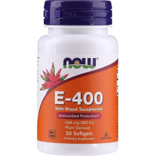 Вітамін Е, E-400, Now Foods, зі змішаними токоферолами, 268 мг (400 МО), 50 гелевих капсул
