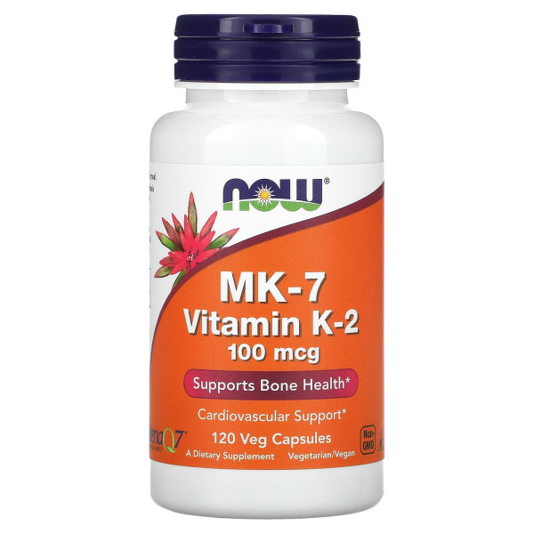Вітамін К-2, MK-7 Vitamin K-2, Now Foods, 100 мкг, 120 капсул