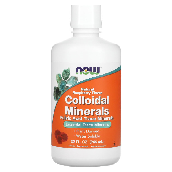 Колоїдні мінерали, Colloidal Minerals, Now Foods, смак малини, 946 мл