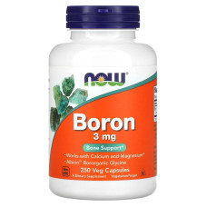 Бор, Boron, Now Foods, 3 мг, 250 вегетаріанських капсул