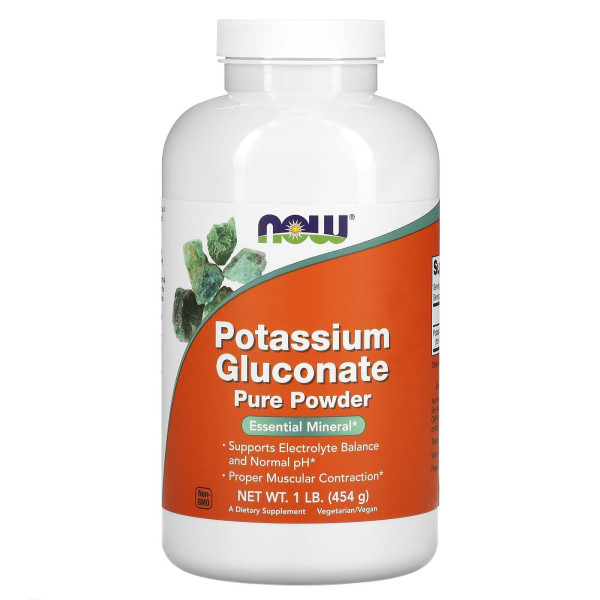 Калію глюконат, Potassium Gluconate, Now Foods, чистий порошок, 454 г