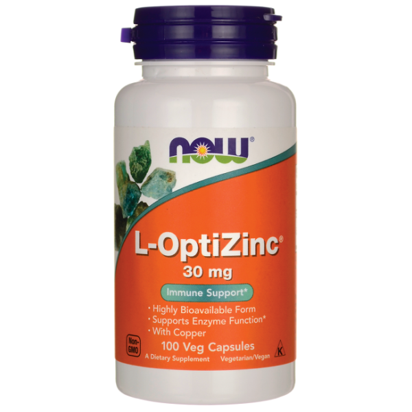 ОптіЦинк, L-OptiZinc, Now Foods, 30 мг, 100 вегетаріанських капсул