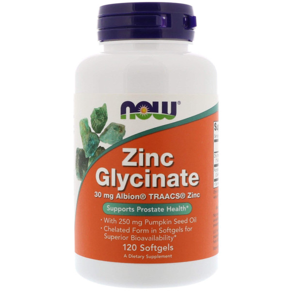 Гліцинат цинку, Zinc Glycinate, Now Foods, 120 гелевих капсул