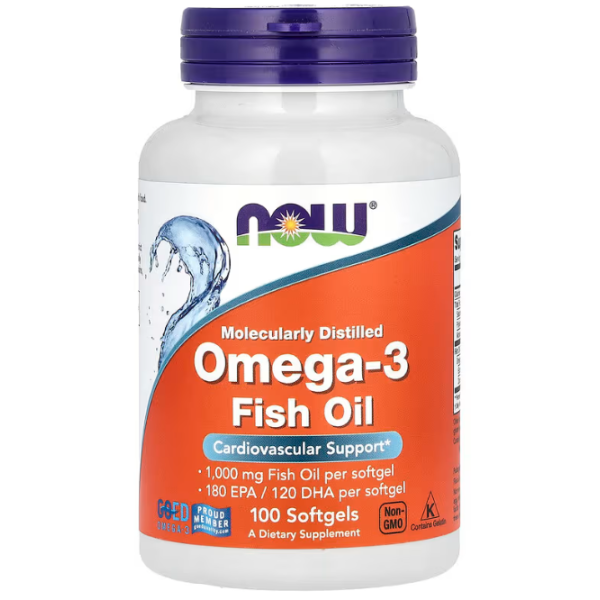 Омега-3, Omega-3, Now Foods, 180 ЕПК/ 120 ДГК, 100 гелевих капсул