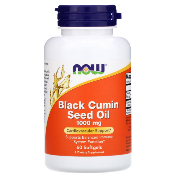 Масло насіння чорного кмину, Black Cumin Seed Oil, NOW Foods, 1000 мг, 60 гелевих капсул
