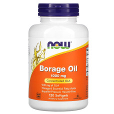 Масло огірочника (Borage Oil), Now Foods, концентрація ГЛК, 1000 мг, 120 гелевих капсул