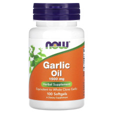 Часникова олія, Garlic Oil, Now Food, 1500 мг, 100 капсул