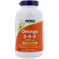 Омега 3 6 9, Omega 3-6-9, Now Foods, 1000 мг, 250 гелевих капсул