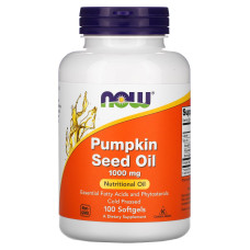 Гарбузова олія, Pumpkin Seed Oil, NOW Now Foods, 1000 мг, 100 гелевих капсул (500 мг в одній гелевій капсулі)
