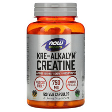 Креатин, Kre-Alkalyn Creatine, Now Foods, Sports, 750 мг, 120 вегетаріанських капсул