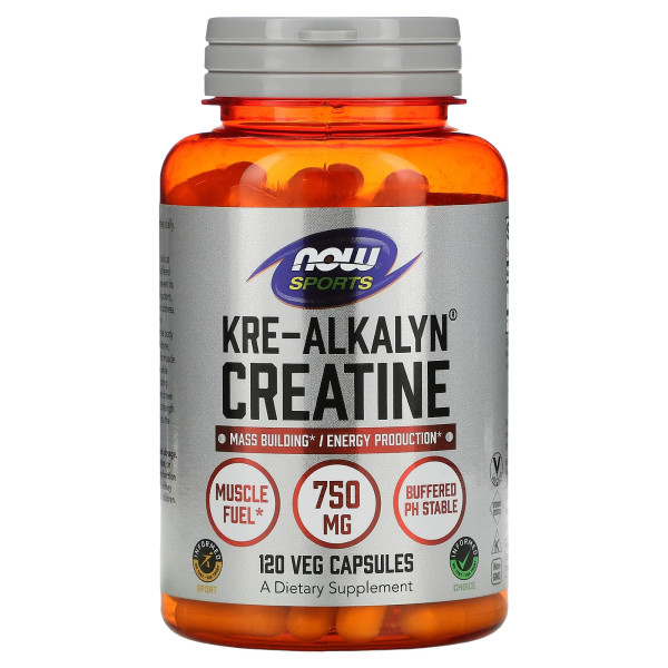 Креатин, Kre-Alkalyn Creatine, Now Foods, Sports, 750 мг, 120 вегетаріанських капсул