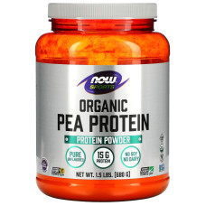 Гороховий протеїн, Organic Pea Protein, Now Foods, органік, порошок, без смаку, 680 г