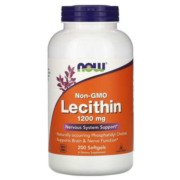 Лецитин, Lecithin, Now Foods, 1200 мг, 200 гелевих капсул