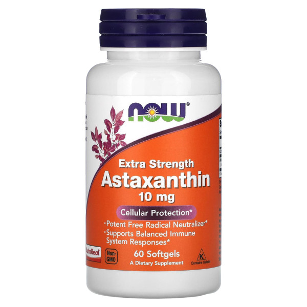 Астаксантин, Astaxanthin, Now Foods, 10 мг, 60 капсул