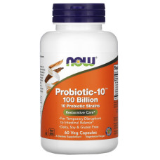 Пробіотики-10, Probiotic-10, Now Foods, 100 млрд, 60 рослинних капсул