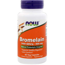 Бромелайн, Bromelain, Now Foods, 500 мг, 60 вегетаріанських капсул