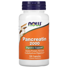 Панкреатин, Pancreatin 2000, Now Foods, 200 мг, 100 капсул