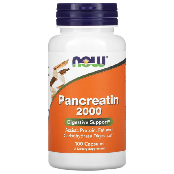 Панкреатин, Pancreatin 2000, Now Foods, 200 мг, 100 капсул