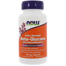 Бета-глюкани, Beta-Glucans, Now Foods, для імунітету, додаткова сила, 250 мг, 60 вегетаріанських капсул