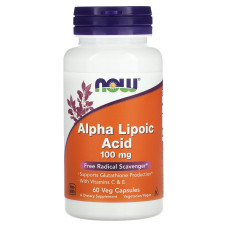 Альфа-ліпоєва кислота, Alpha Lipoic Acid, Now Foods, 100 мг, 60 капcул