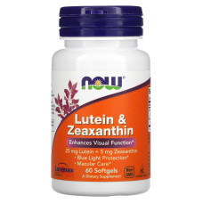 Лютеїн і зеаксантин, Lutein & Zeaxanthin, NOW Foods, 60 гелевих капсул