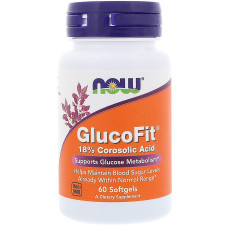 Контроль цукру, GlucoFit, Now Foods, коросолова кислота, 60 гелевих капсул