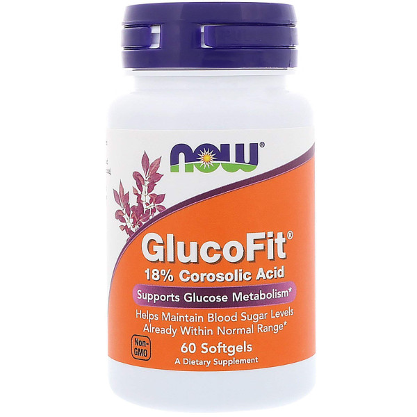 Контроль цукру, GlucoFit, Now Foods, коросолова кислота, 60 гелевих капсул