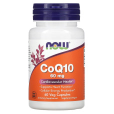 Коензим Q10, CoQ10, Now Foods, 60 мг, 60 вегетаріанських капсул