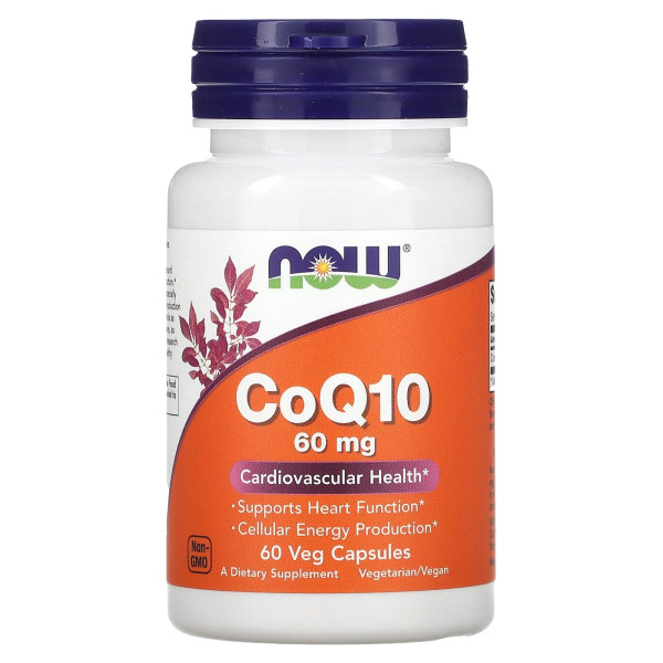 Коензим Q10, CoQ10, Now Foods, 60 мг, 60 вегетаріанських капсул