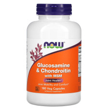 Глюкозамін та хондроїтин з MСM, Glucosamine & Chondroitin with MSM, NOW Foods, 180 рослинних капсул