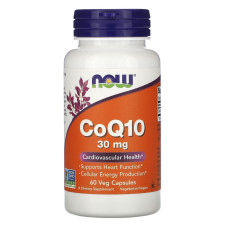 Коензим Q10, CoQ10, Now Foods, 30 мг, 60 вегетаріанських капсул