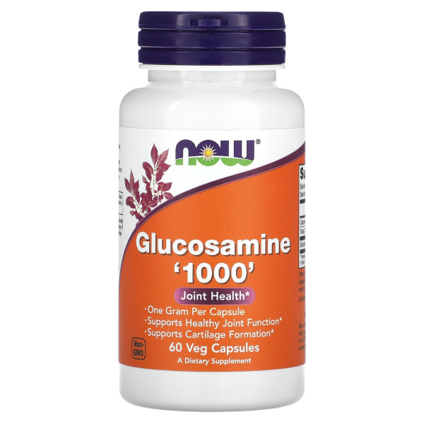 Глюкозамін, Glucosamine, Now Foods, 1000 мг, 60 рослинних капсул